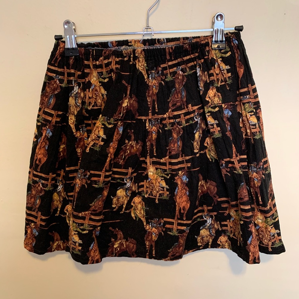 Vintage elastic waist cowboy skirt